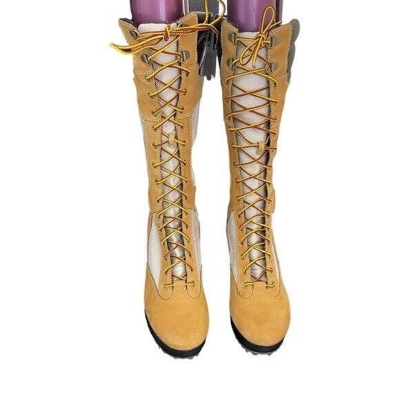 Timberland Spring Point Lace Up 14” Wedge Boots Wheat/BLE 23617 US Women’s 9.5 M - Picture 5 of 9